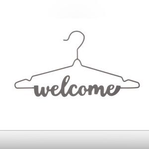 Laundry Room Decor Sign Gray Metal Hanger Welcome Store Sewing Craft Room NWT